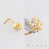 MULTI CZ CELESTIAL SPARKLING CRESCENT MOON WITH STAR 316L SURGICAL STEEL L-SHAPE NOSE RING